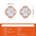 S925 sterling silver moissanite stud earrings in clover design with dimensions - S925 Silver Moissanite Stud Earrings (1 Pair)