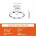 5.0ct pear-shaped moissanite ring in S925 sterling silver with size specifications. - US Size 5 / 925 Sterling Silver Color