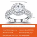 Ασημένιο δαχτυλίδι αρραβώνων moissanite με πολυτελή ρύθμιση halo και μπάντα pavé - Μέγεθος US 5 / Μέγεθος HK 11 / Δαχτυλίδι Ασήμι 925 Μοϊσανίτης Μόνο