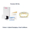 Κομψό επιχρυσωμένο δαχτυλίδι moissanite καρδιά με premium σετ κουτί δώρου με LED - Μέγεθος US 5 / Μέγεθος HK 11 / Δαχτυλίδι Καρδιά + Λευκό Κουτί LED + Διπλά Πιστοποιητικά / Χρυσό