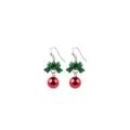 Detail van feestelijke kerstoorbellen met groene glitterstrikjes en rode bolletjes - Kerstbel 10