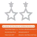Boucles d'oreilles pendantes étoile en argent S925 avec pierres moissanite blanches - Style Pentagramme (1 Paire) / Argent