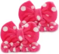 Pink polka dot fleece bow headband detail closeup soft makeup hair hoop - Single-Layer Rose Red Polka Dots