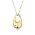 Elegant 18K gold plated 925 silver teardrop pendant necklace with moissanite - Hollow Teardrop Solitaire Style (P15133) / S925 Silver (40+5cm)