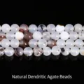 Premium natural black grass flower agate loose beads for DIY jewelry bracelet making - Black Grass Flower Agate / 10mm (Approx. 37 Pieces)