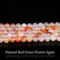 High-quality natural red grass flower agate loose beads for DIY jewelry making - Natural Red Grass Flower Agate / 4mm (Approx. 90 Pieces)