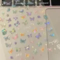 Holographic butterfly nail art stickers, transparent laser shiny butterfly and star decals for manicure. - Butterfly Wing Streamer