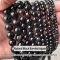 Natural black striped agate round beads for DIY jewelry making and bracelet strands - 4mm (Approx. 90 Pcs) / Black Stripe