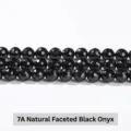 Premium 7A grade natural faceted black agate loose beads for DIY jewelry making projects - 7A Grade Faceted Style / 6mm (Approx 60pcs) / Black