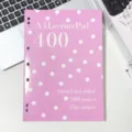 Pink polka dot A4 binder notebook detail view, 200 pages 8mm ruled paper for daily study. - Pink Polka Dot Thin Notebook