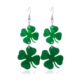 Creatieve groene klavertje vier hangende oorbellen voor St. Patrick's Day festiviteiten - Dubbellaags Acryl Klaver Stijl (14) / Smaragdgroen