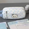 Cute blue star panda pencil case, Japanese cartoon aesthetic student stationery bag. - Blue