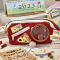 Cute colorblock cheese milk pencil case with transparent window, large capacity ita pouch. - Delicious Pizza Pencil Case