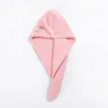 Pink coral fleece dry hair cap with rainbow embroidery, absorbent quick dry shower wrap. - Rainbow Embroidered Dry Hair Cap 65x25cm / Pink