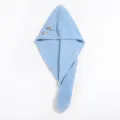 Coral fleece dry hair cap for kids soft absorbent quick drying shower hair wrap blue - Rainbow Embroidered Dry Hair Cap 65x25cm / Sky Blue