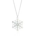 Close-up of a silver snowflake necklace with iridescent rhinestones on a white background. - Silver Snowflake Style 1 Necklace
