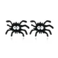 Grappige zwarte emaille spin oorknopjes met cartoon ogen voor Halloween sieraden. - Zwarte Spin Oorknopje