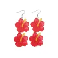 Orecchini pendenti con fiori di ibisco rosso in acrilico in stile hawaiano estivo - Fiore di Ibisco (Orecchini)