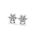 Sparkling silver snowflake stud earrings featuring intricate clear crystal embellishments - Silver Snowflake