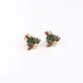 Creatieve groene kerstboom clip-on oorbellen met rode emaille stippen voor kids - Kerstboom Oorclip