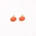 Cute orange enamel pumpkin stud earrings with BOO stem detail for Halloween jewelry - 1# Orange Pumpkin Stud Earrings