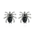 Zilveren spin oorknopjes met zwarte gefacetteerde steen voor Halloween feest - Gun Black Spin Juweel Oorknopjes