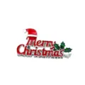 Detailed close-up of Merry Christmas enamel brooch with Santa hat and holly leaves decoration - Merry Christmas Text