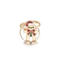 Süßer goldfarbener Weihnachts-Lebkuchenmann-Ring mit roter Schleife für Kinderschmuck - Lebkuchenmann (A375)