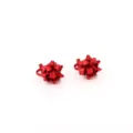 Levendige rode metallic strik clip-on oorbellen voor kinderen, kerst thema sieraden. - Strik Oorclip