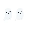 Schattige Halloween spook oorknopjes met witte emaille afwerking en zwarte details - Grote Witte Geest Oorknopjes