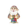 Detail of a festive Santa Claus brooch with colorful rhinestones and enamel on white base. - Auspicious Santa Claus