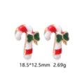 Festliche Weihnachts-Zuckerstangen-Ohrstecker mit Emaille und einer grünen Schleife - Weihnachtszuckerstange Ohrstecker