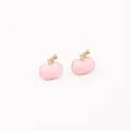 Handmade cute pink enamel pumpkin stud earrings with gold boo stem detail for Halloween - 3# Light Pink Pumpkin Stud Earrings