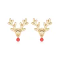 Gouden kerst rendier oorknopjes met rode strass neus detail ontwerp - Gouden Elandkop Stijl