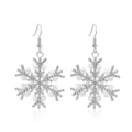Elegant silver snowflake dangle earrings with pearls and crystal rhinestones for Xmas - Large Snowflake Style / Silver