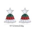 Festliche Weihnachtsbaum-Ohrstecker für Damen mit buntem Emaille und Sternspitze - Weihnachtsbaum-Ohrstecker