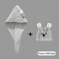 Set di asciugamani per capelli koala genitore-figlio in pile corallo grigio - Set genitore-figlio / 30x25cm / Grigio Moda