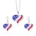 Patriotische Amerikaanse vlag hart sieradenset met strass ketting en haakoorbellen - Hartvorm / Zilver