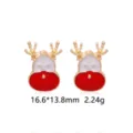 Weihnachts Rentier Kopf Ohrstecker mit rot weißem Emaille Finish für Frauen - Hundekopf-Ohrstecker mit Hut