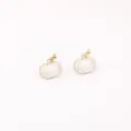 White enamel pumpkin stud earrings with gold trim and "BOO" lettering for Halloween. - 7# White Pumpkin Stud Earrings