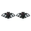 Quirky Halloween bat stud earrings featuring black enamel finish with red eye accents - Black Bat Stud Earrings