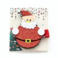 Glittery Santa Claus non-woven fabric hair clip kids holiday hair accessory with card - Chubby Santa Style