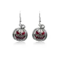 Vintage zilverkleurige Halloween pompoen oorbellen met rood emaille details - Vintage Pompoen Oorbellen
