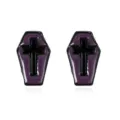 Halloween gothic coffin stud earrings featuring a black cross and purple enamel finish - Cross