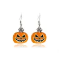 Vintage Halloween pompoen hangende oorbellen met oranje emaille lantaarn ontwerp - Boze Pompoen Oorbellen