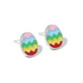 Kleurrijke emaille paasei-knopoorbellen met levendige golfpatronen cadeau voor dames - 3# Zilver Roze Paasei Oorknopjes