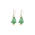Festliche grüne Spiral-Weihnachtsbaum-Ohrringe mit goldenem Stern und Goldperle - 弹簧圣诞树绿