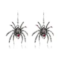 Retro Halloween spider dangle earrings with red drip oil effect on white background - Vintage Spider Earrings
