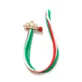Christmas girls' hair clip with green red white hair extensions and a gold crown decoration - Golden Crown