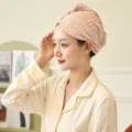 Pink Waffle Quick Dry Hair Cap Thickened Absorbent Bath Towel Soft Turban for Women Daily - 65*25cm / Pink